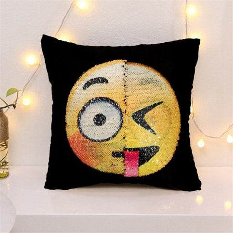 Image of Awesome Changing Face Emoji Sequin Pillow