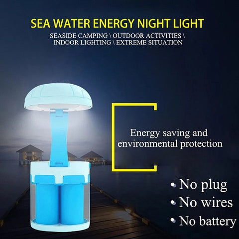 Image of LED Salt Water Chemical Powered Night Light Portable Desk Lamp - Blue
