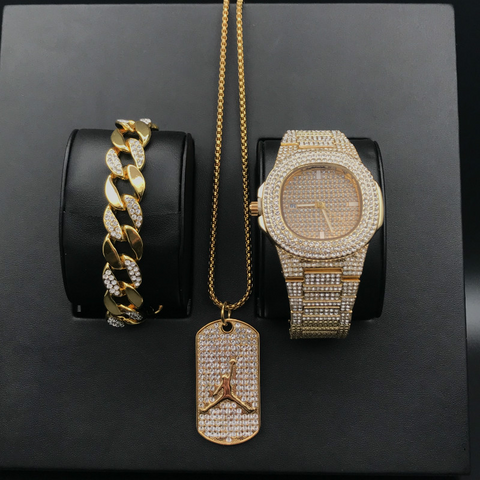 Image of Luxury Hip Hop Diamond Set with Basketball Pendant Necklace