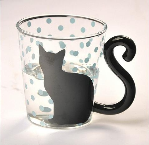 Image of MODERN CAT SILHOUETTE GLASS MUG
