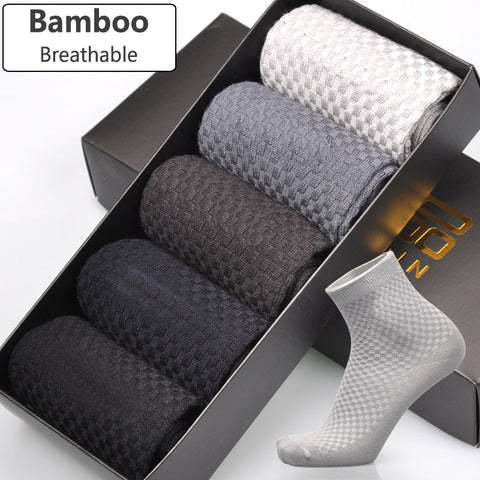 Image of Men Bamboo Fiber Socks Brand New Casual Business Anti-Bacterial Deodorant Breatheable Man Long Sock 5pairs / lot