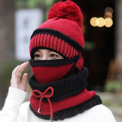 Image of Beanie Hat with Scarf and Mask