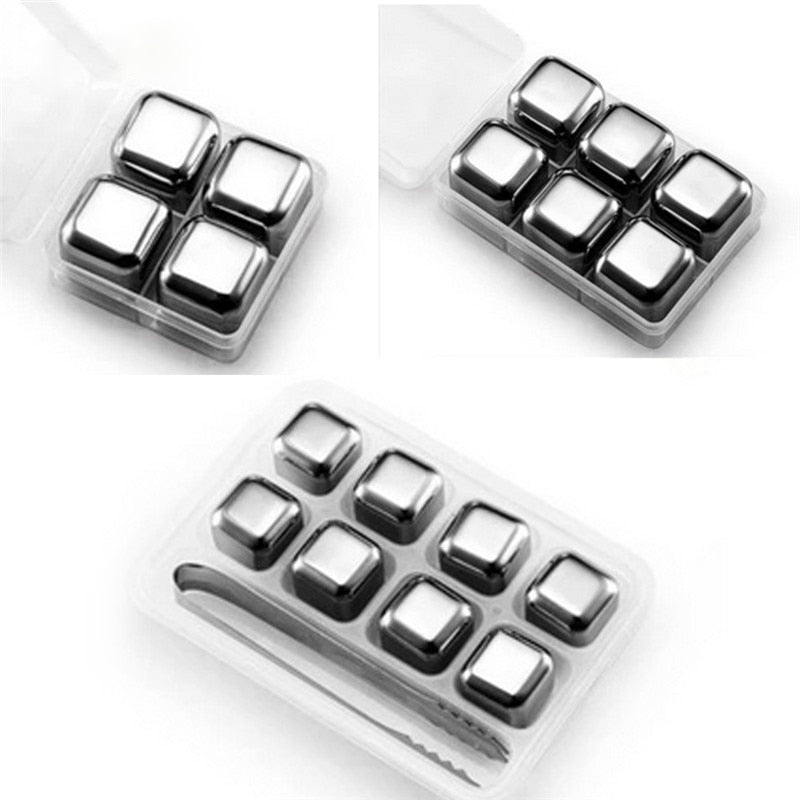 4 PCS Stainless Steel Cocktail Cubes
