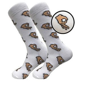 Men Unisex Winter Knitted Mid-Calf Long Crew Socks Funny OK Gesture Printed Hip-Hop Trendy Cotton Hosiery Skateboard Streetwear