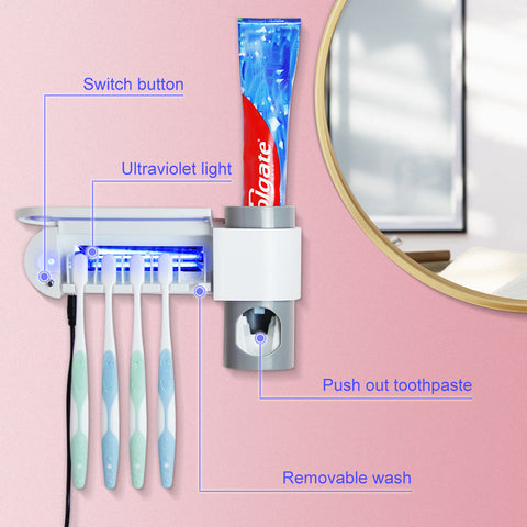 Image of UV Light Toothbrush Holder and Toothpaste Dispenser