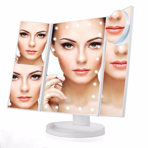 Image of Foldable Triple-Panel LED Makeup Mirror